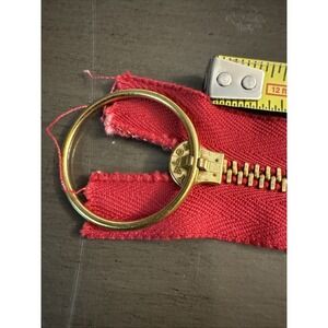 USA Vintage 1970s RING-PULL TAB ZIPPER Metal BRASS/RED, 23.5 Heavy‎ Duty Jacket